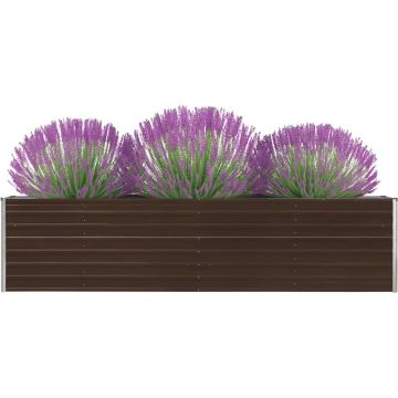 vidaXL Plantenbak verhoogd 320x40x77 cm gegalvaniseerd staal bruin