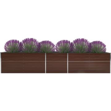 vidaXL Plantenbak verhoogd 400x80x45 cm gegalvaniseerd staal bruin