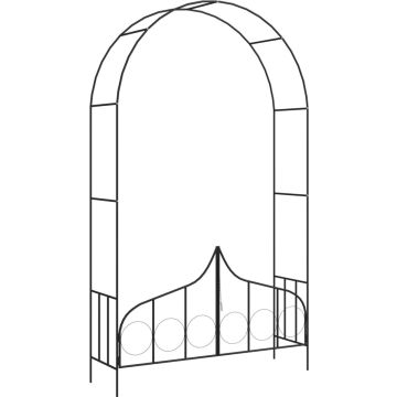 vidaXL Tuinboog met hek 138x40x238 cm ijzer zwart