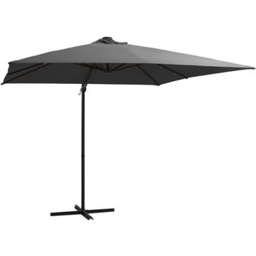 vidaXL Zweefparasol met LED-verlichting en paal 250x250 cm antraciet