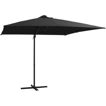 vidaXL Zweefparasol met LED-verlichting stalen paal 250x250 cm zwart