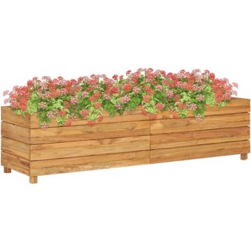 vidaXL Plantenbak verhoogd 150x40x38 cm gerecycled teakhout en staal