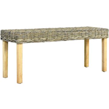 vidaXL Bankje 110 cm natuurlijk kubu rattan en massief mangohout