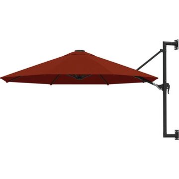 vidaXL Wandparasol met metalen paal 300 cm terracottakleurig