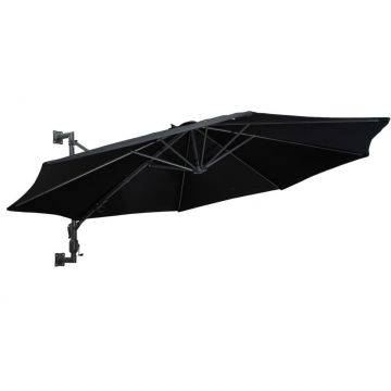 vidaXL Wandparasol met metalen paal 300 cm zwart