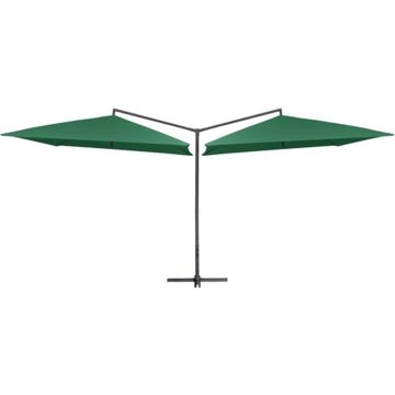 vidaXL Parasol dubbel met stalen paal 250x250 cm groen