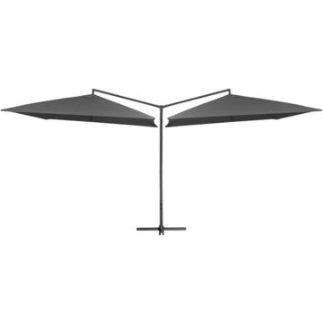 vidaXL Parasol dubbel met stalen paal 250x250 cm antraciet