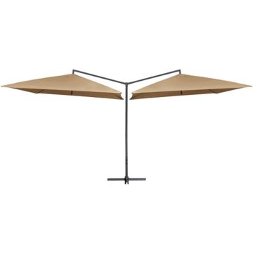 vidaXL Parasol dubbel met stalen paal 250x250 cm taupe