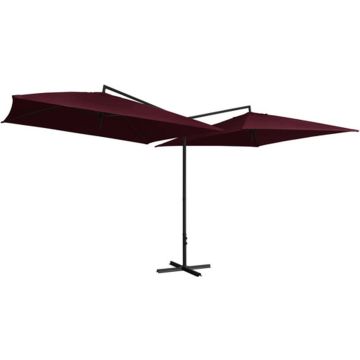 vidaXL Parasol dubbel met stalen paal 250x250 cm bordeauxrood