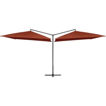 vidaXL Parasol dubbel met stalen paal 250x250 cm terracottakleurig