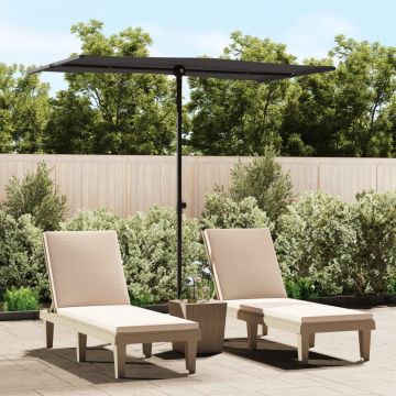 vidaXL Parasol met aluminium paal 180x110 cm zwart