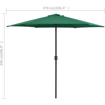 vidaXL Parasol met aluminium paal 270x246 cm groen