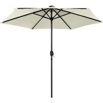 vidaXL Parasol met LED-verlichting en aluminium paal 270 cm zandwit