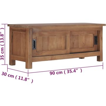 vidaXL Tv-meubel 90x30x35 cm massief teakhout