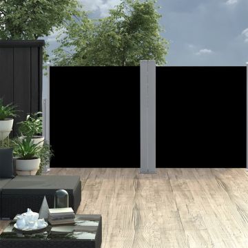 vidaXL Windscherm uittrekbaar 120x600 cm zwart