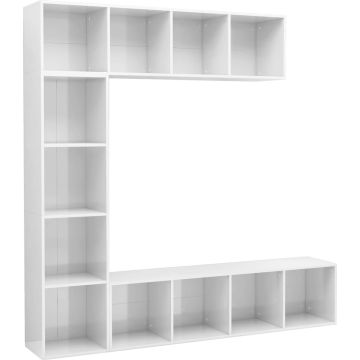 vidaXL-3-delige-Boekenkast-/tv-meubelset-180x30x180-cm-hoogglans-wit