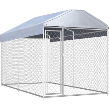 vidaXL Hondenkennel voor buiten met dak 382x192x225 m