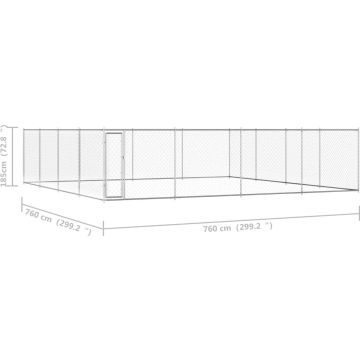 vidaXL Hondenkennel voor buiten 760x760x185 cm gegalvaniseerd staal