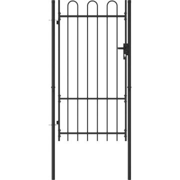 vidaXL Poort met gebogen bovenkant enkel 1x1,75 m staal zwart