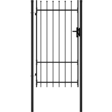 vidaXL Poort met puntige bovenkant enkel 1x1,75 m staal zwart