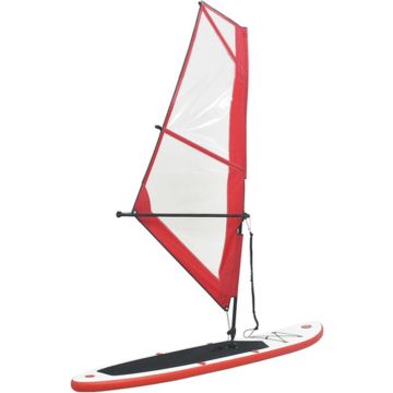 vidaXL Stand-up paddleboard opblaasbaar met zeilset rood en wit