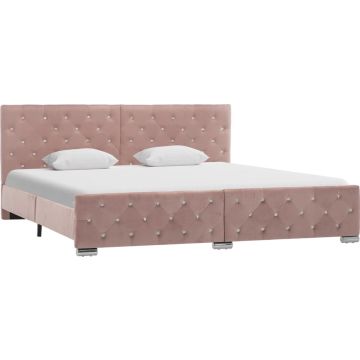 vidaXL Bedframe fluweel roze 180x200 cm