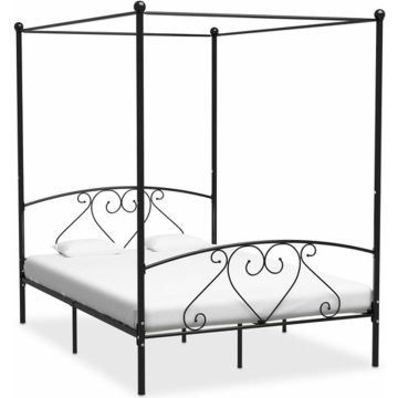 vidaXL Hemelbedframe metaal zwart 160x200 cm