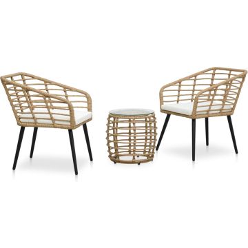 vidaXL 3-delige Bistroset poly rattan eikenkleurig