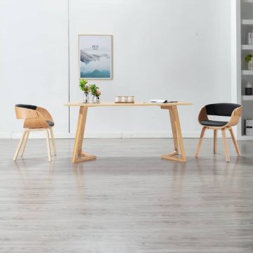 vidaXL Eetkamerstoelen 2 st gebogen hout en kunstleer