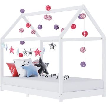 vidaXL Kinderbedframe massief grenenhout wit 90x200 cm