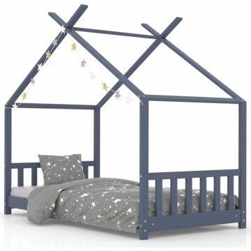 vidaXL Kinderbedframe massief grenenhout grijs 80x160 cm