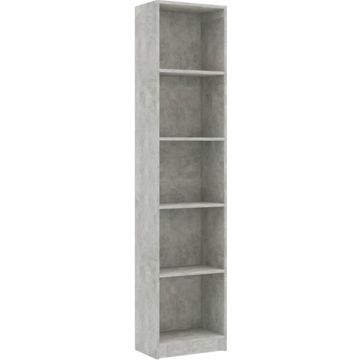 vidaXL Boekenkast met 5 schappen 40x24x175 cm bewerkt hout betongrijs