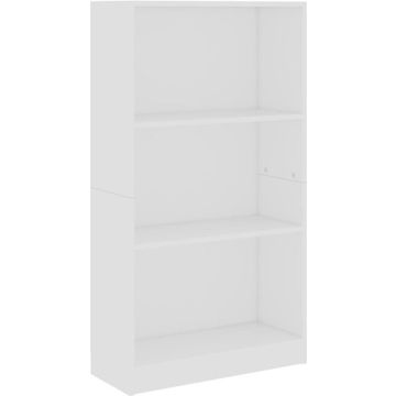 vidaXL Boekenkast met 3 schappen 60x24x109 cm bewerkt hout wit