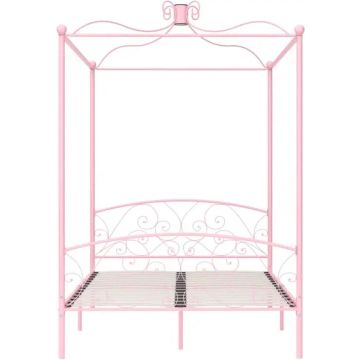 vidaXL Hemelbedframe metaal roze 140x200 cm