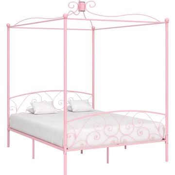 vidaXL Hemelbedframe metaal roze 160x200 cm