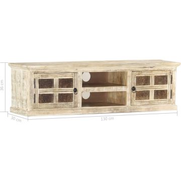 vidaXL-Tv-meubel-130x30x36-cm-massief-mangohout-wit