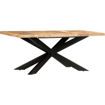 vidaXL Eettafel 180x90x76 cm massief ruw mangohout