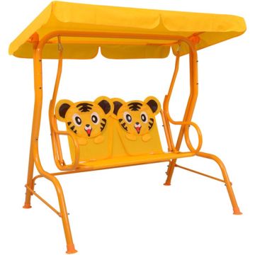 Kinderschommelbank 115x75x110 cm stof geel