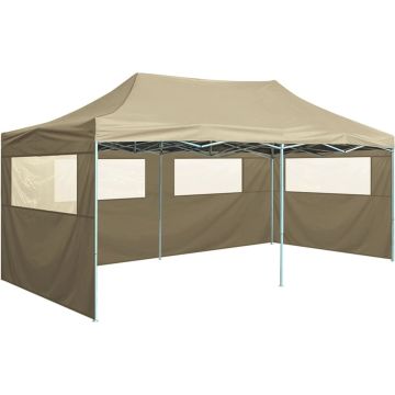 vidaXL Partytent met 4 zijwanden inklapbaar 3x6 m staal crème