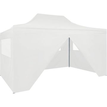 vidaXL Partytent met 4 zijwanden inklapbaar 3x4,5 m wit