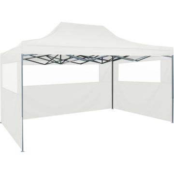 vidaXL Partytent met 3 zijwanden inklapbaar 3x4,5 m wit