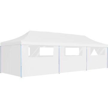 vidaXL Partytent pop-up met 8 zijwanden 3x9 m wit