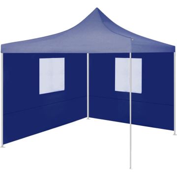 vidaXL Partytent met 2 zijwanden inklapbaar 2x2 m staal blauw