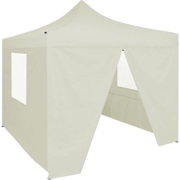 vidaXL Partytent met 4 zijwanden inklapbaar 2x2 m staal crème