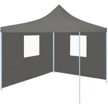 vidaXL Partytent met 2 zijwanden inklapbaar 2x2 m staal antraciet