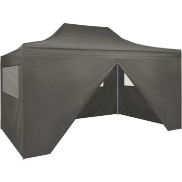 vidaXL Partytent met 4 zijwanden inklapbaar 3x4 m staal antraciet