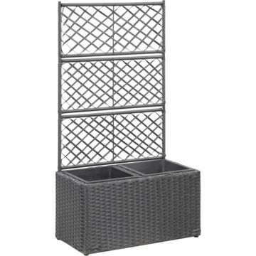 vidaXL Latwerkplantenbak verhoogd met potten 58x30x107 cm rattan zwart