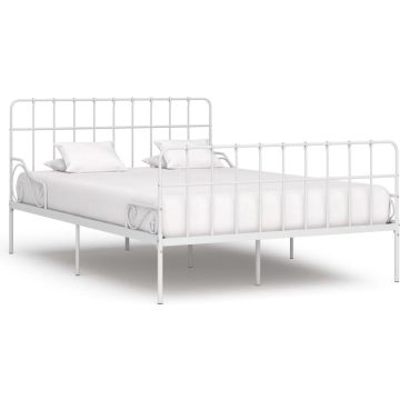 vidaXL Bedframe met lattenbodem metaal wit 120x200 cm