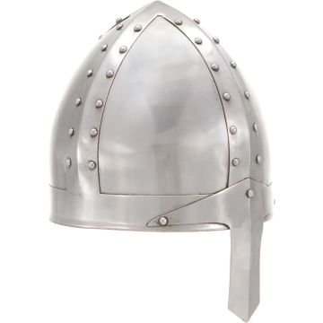 Ridderhelm middeleeuws replica LARP staal zilverkleurig