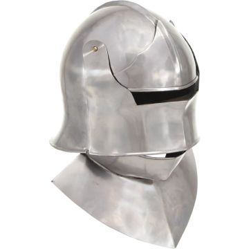 Ridderhelm middeleeuws replica LARP staal zilverkleurig